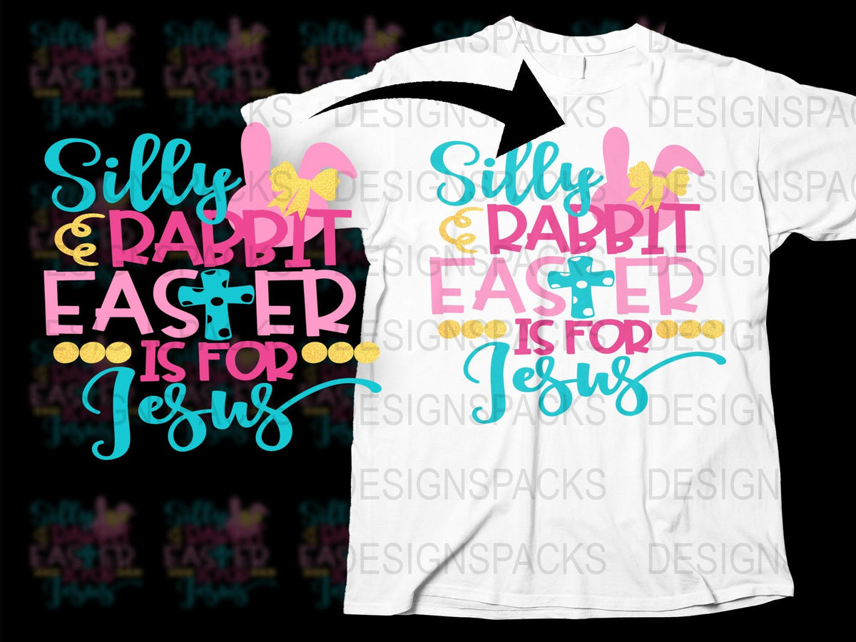 Easter T-Shirt Silly Rabbit Easter Is For Jesus Floral Design Bunny Graphic Tee Spring Holiday Fashion