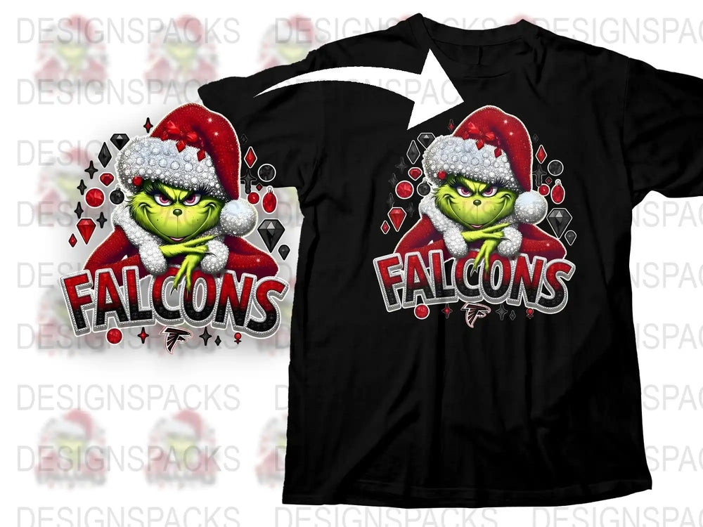 Festive Grinch Falcons T-Shirt, Christmas Sports Fan Apparel, Holiday Graphic Tee, Unique Team Spirit Shirt