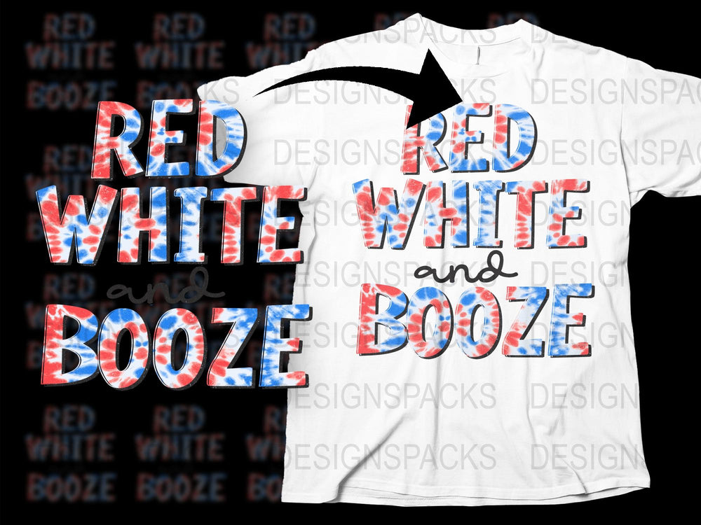 Patriotic Red White and Booze T-Shirt, 4th of July Party Tee, American Flag Style, Unisex Summer Top