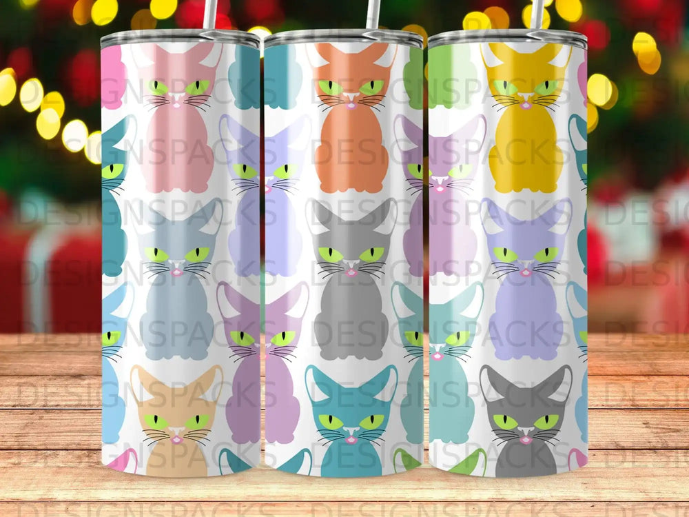 Colorful Cartoon Cat Pattern Tumbler product type