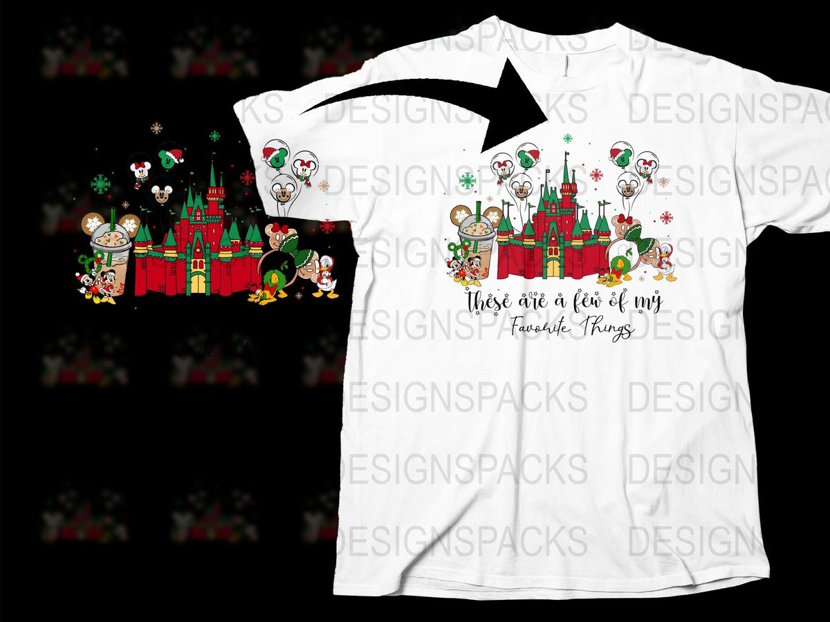 Disney Christmas T-Shirt, Cute Mickey Minnie Holiday Castle Tee, Festive Family Vacation Apparel, Cartoon Graphic Top