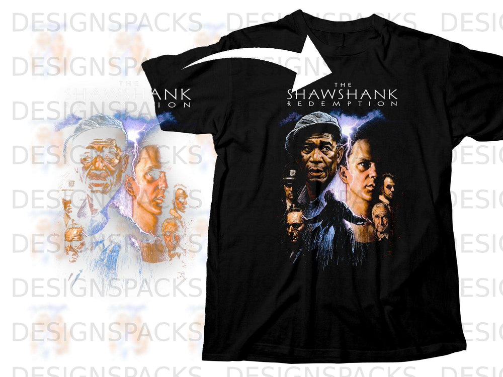 Black t-shirt featuring artwork and "The Shawshank Redemption" title.