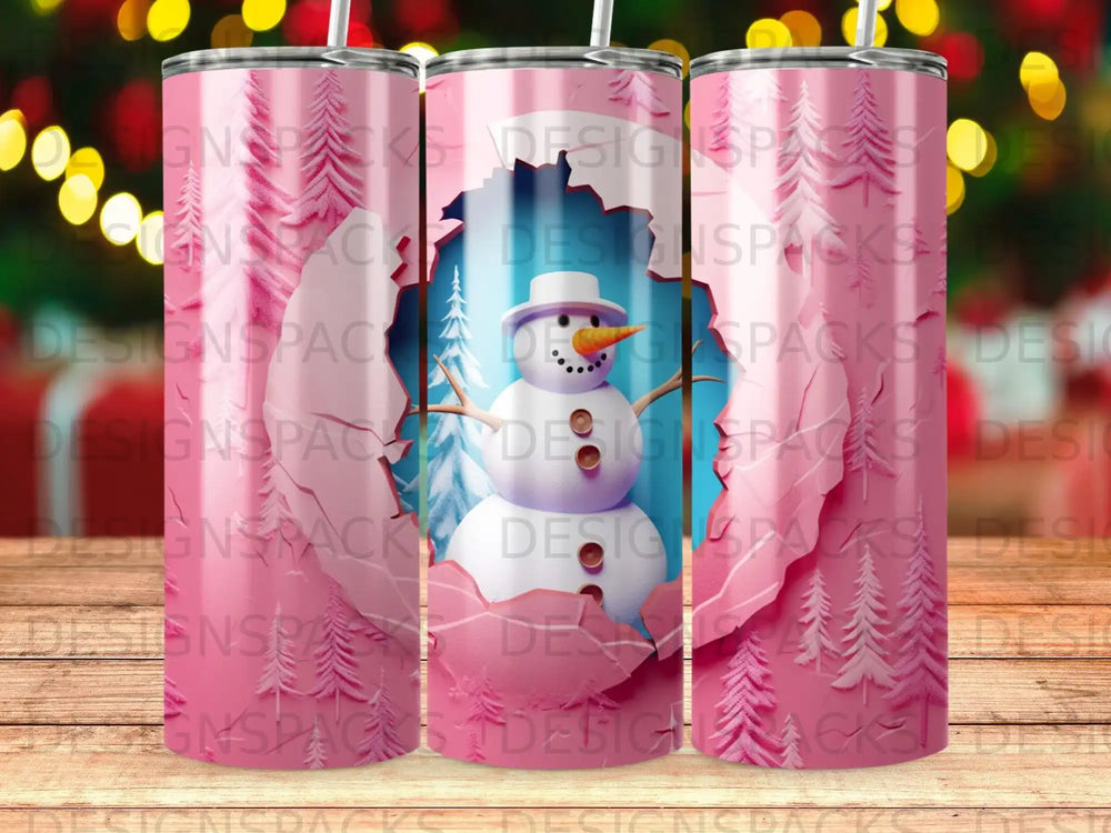 Snowman with colorful festive background on a tumbler.