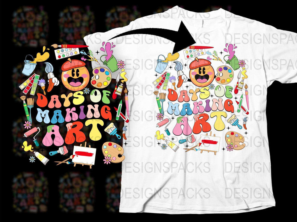 Colorful Days of Making Art T-Shirt, Creative Artist Gift, Unisex Artistic Graphic Tee, Unique Design Casual Wear