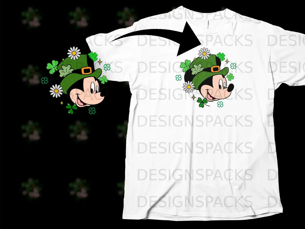 Mickey Mouse St Patricks Day Leprechaun Hat Clovers Daisies product type