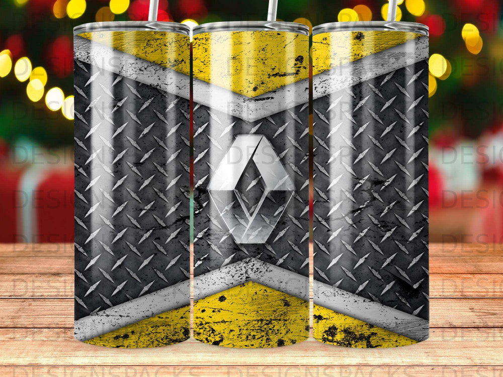 Renault Logo Diamond Plate Yellow White Stripes Tumbler product type