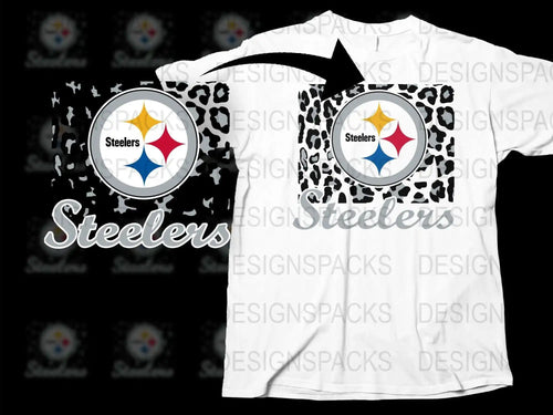 Pittsburgh Steelers T-Shirt, Leopard Print Sleeve, Casual Sports Fan Apparel, Unisex Football Tee