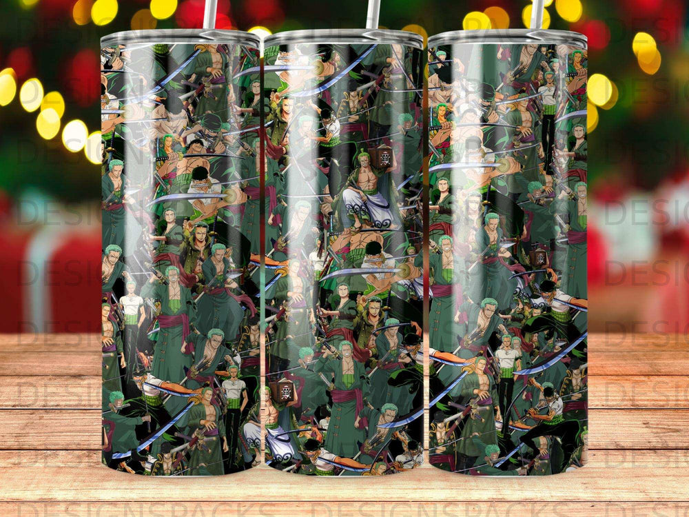 Collage of Roronoa Zoro from One Piece in various action poses.