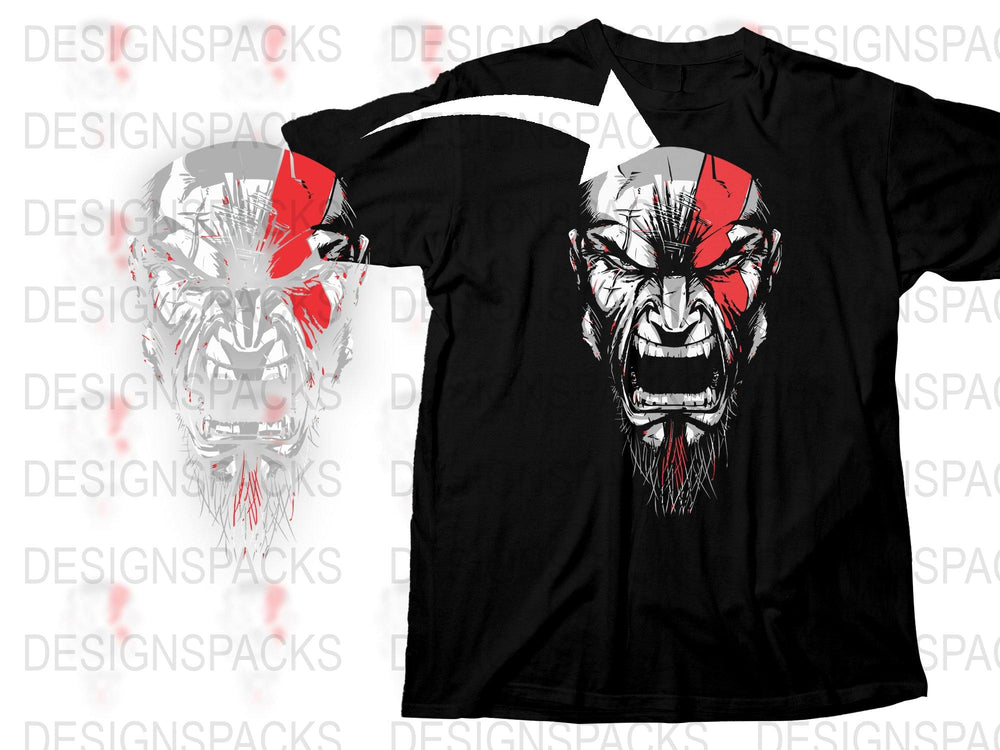 Men's Black T-Shirt with Red and White Angry Gorilla Graphic Design, Cool Streetwear Style