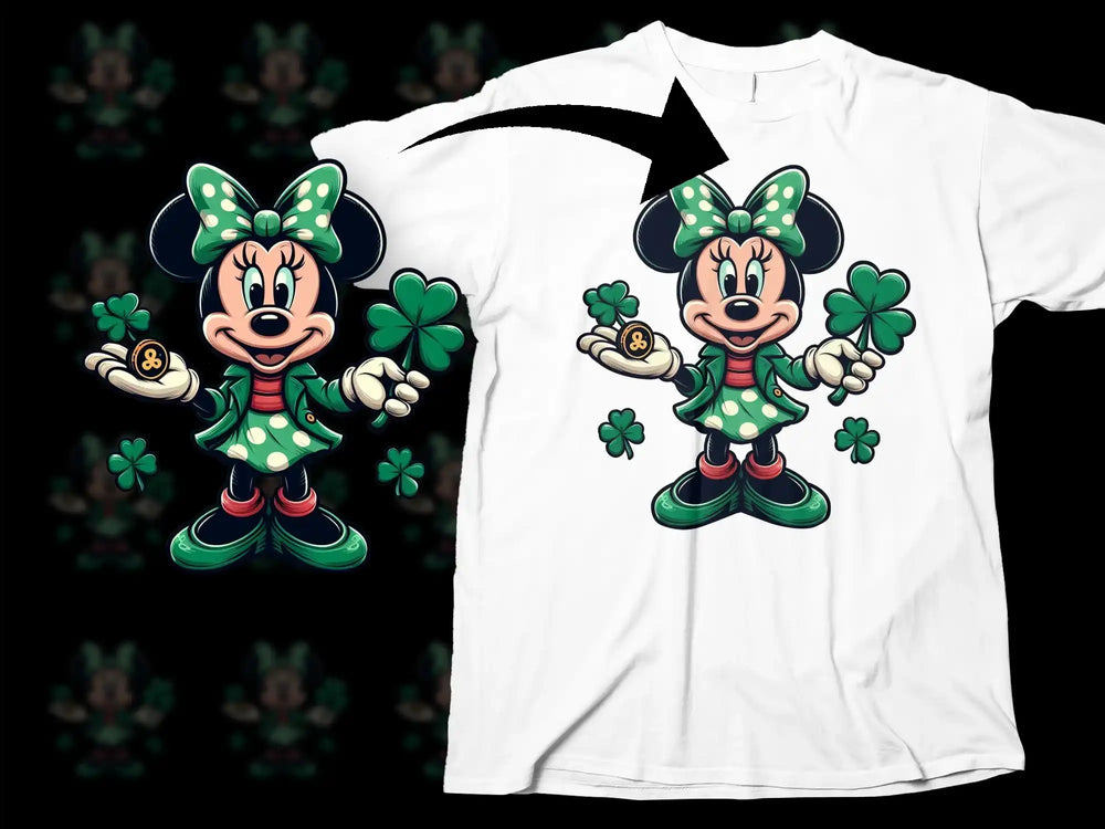 Minnie Mouse St Patricks Day Lucky Shamrocks Green Coin T-shirt