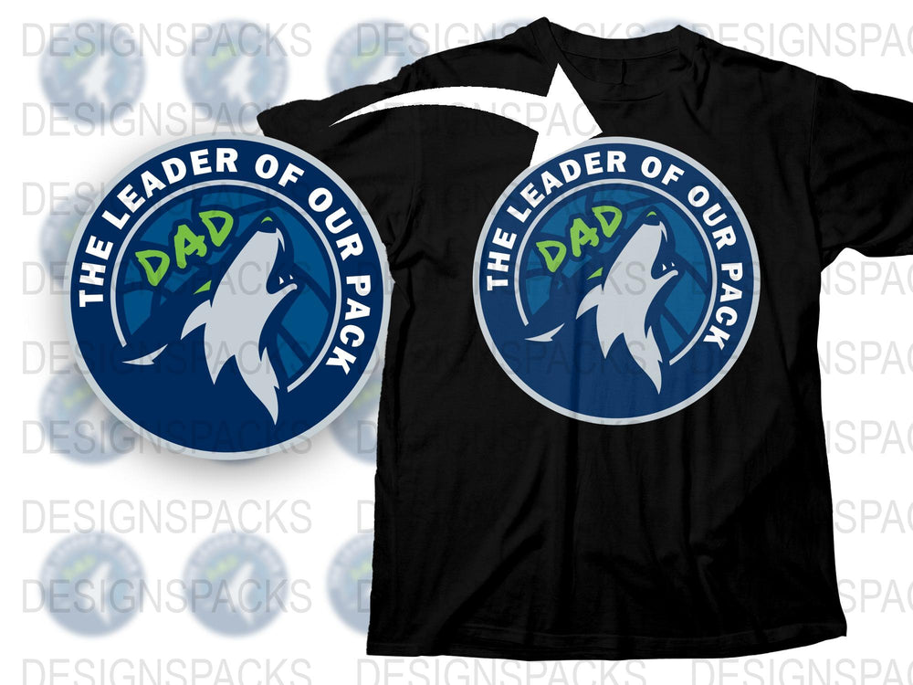 Leader of Our Pack Dad Wolf Graphic T-Shirt, Unique Father's Day Gift, Cool Dad Tee, Family Pack Shirt