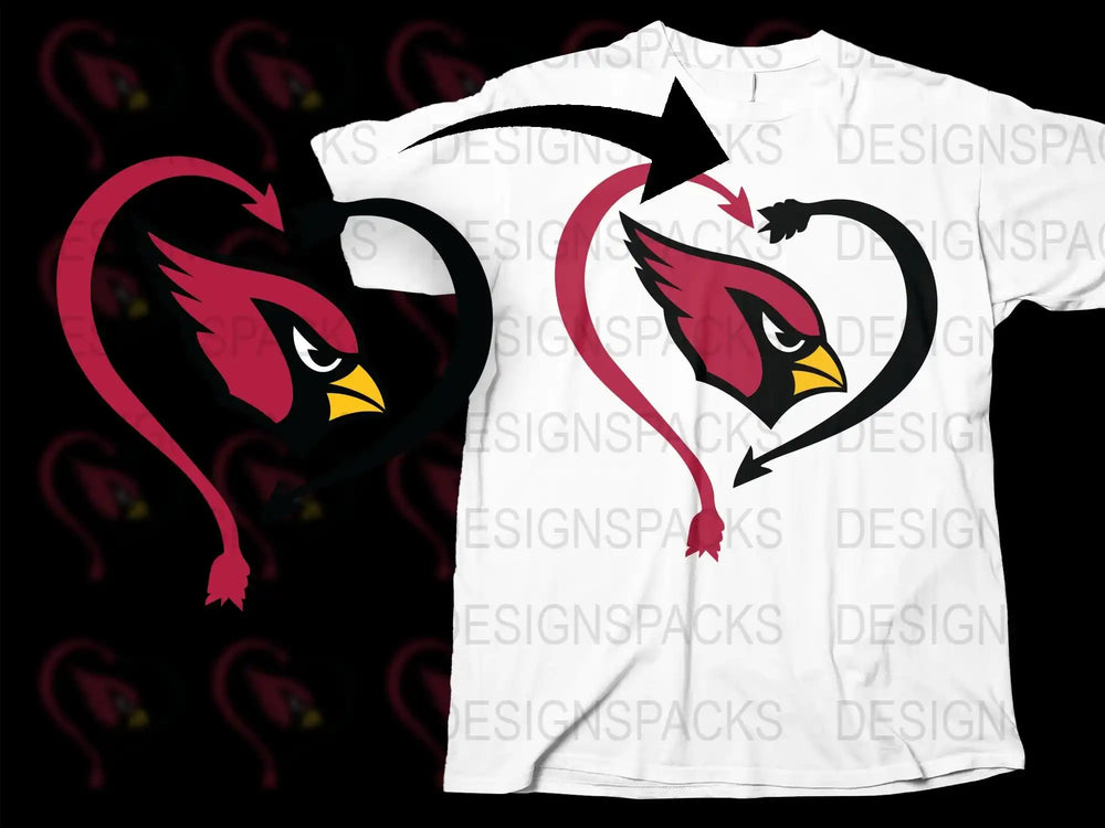 Men's White T-Shirt with Red Cardinal Bird Design, Heart Shape Graphic Tee, Casual Wear
