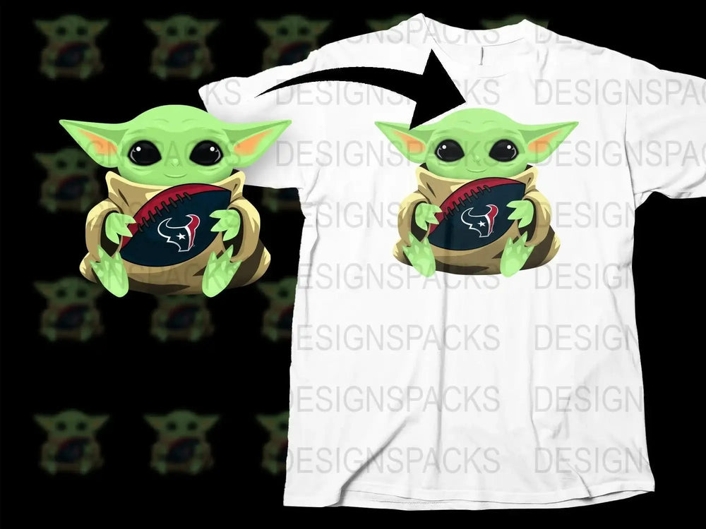 Baby Alien Holding Houston Texans Logo Football Png Digital Download