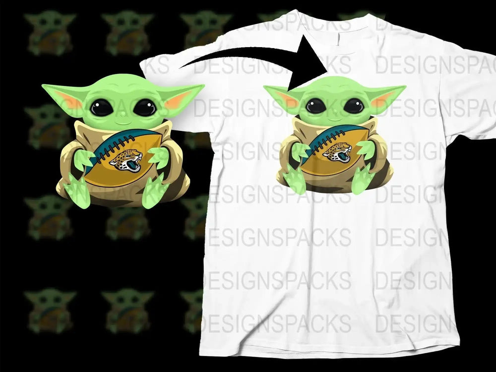 Baby Alien Holding Jacksonville Jaguars Football Png Digital Download