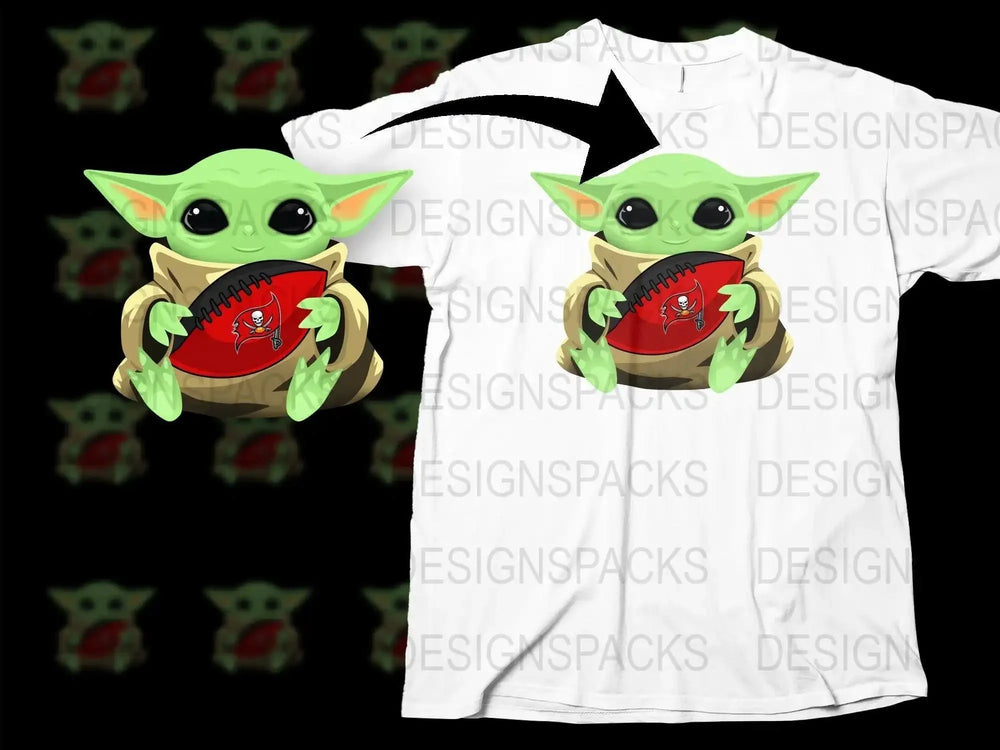 Baby Alien Holding Tampa Bay Football Cartoon Png Digital Download