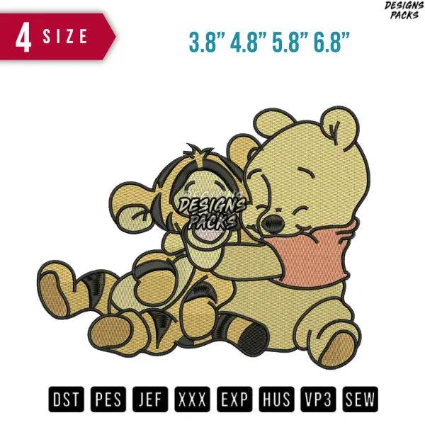 Baby Winnie Pooh And Tiger Embroidery Design