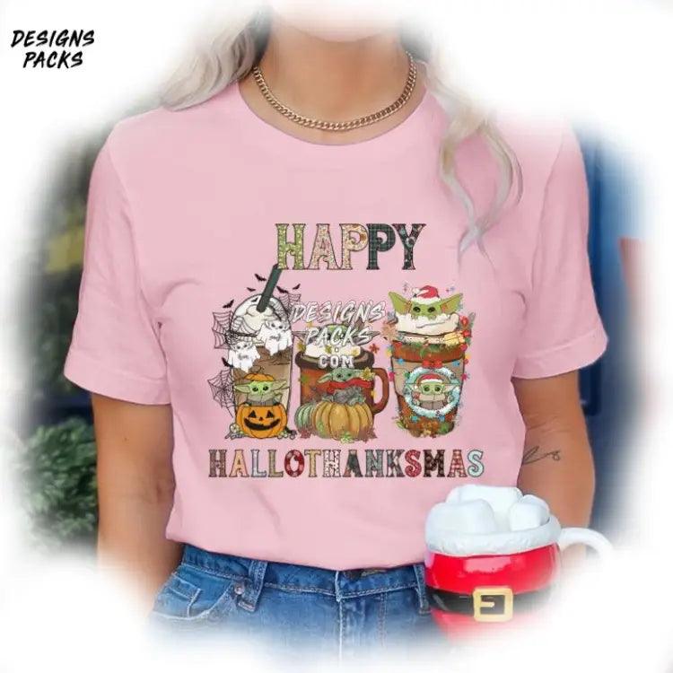 Baby Yoda Christmas Coffee Cartoon Land Space Serie Happy Hallothanksmas Png Design