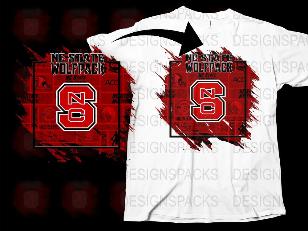 NC State Wolfpack Graphic T-Shirt, College Sports Apparel, Red and White, Unisex T-Shirt Design