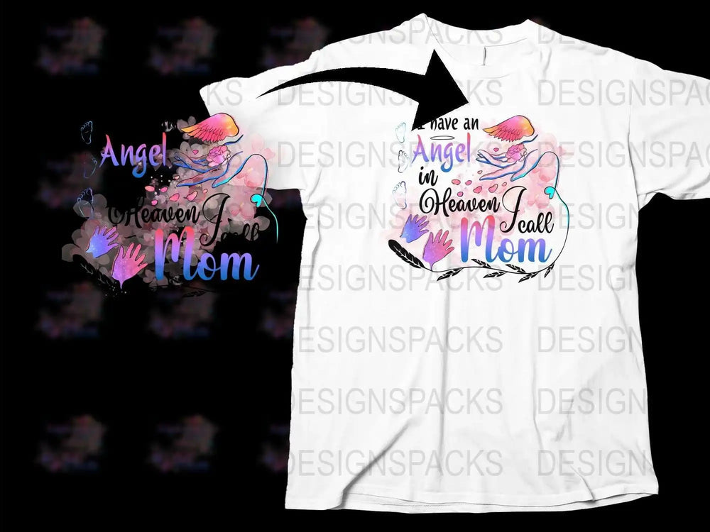 Angel in Heaven I Call Mom T-Shirt, Memorial Graphic Tee, Floral Butterfly Design, Comfortable Cotton Shirt, Unisex Tribute Clothing