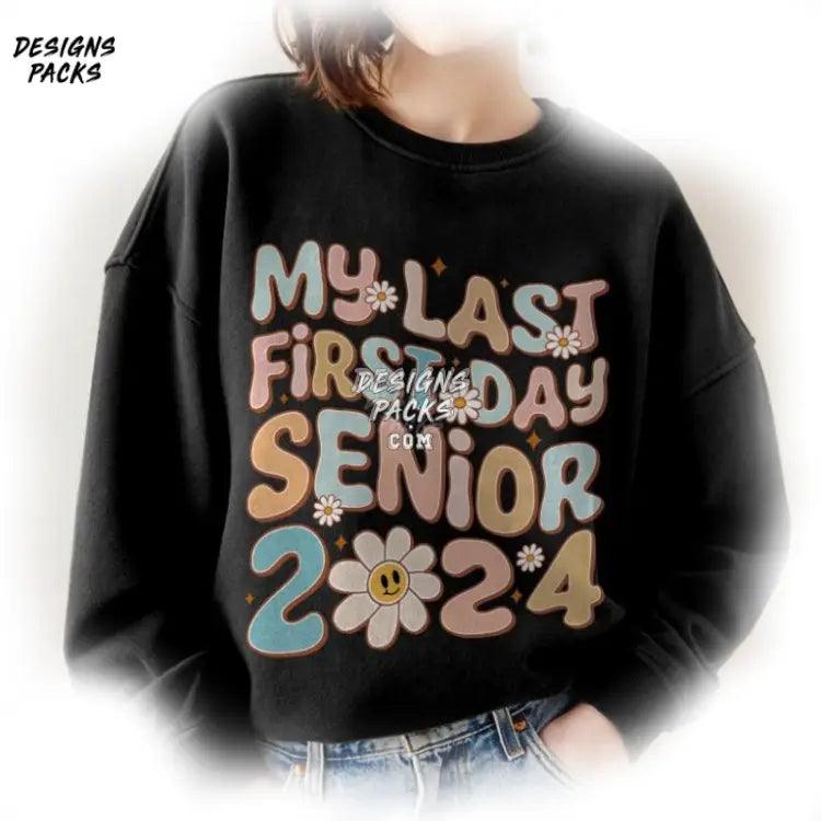 Back To School Class Of 2024 Retro Senior Student My Last First Day Png Design
