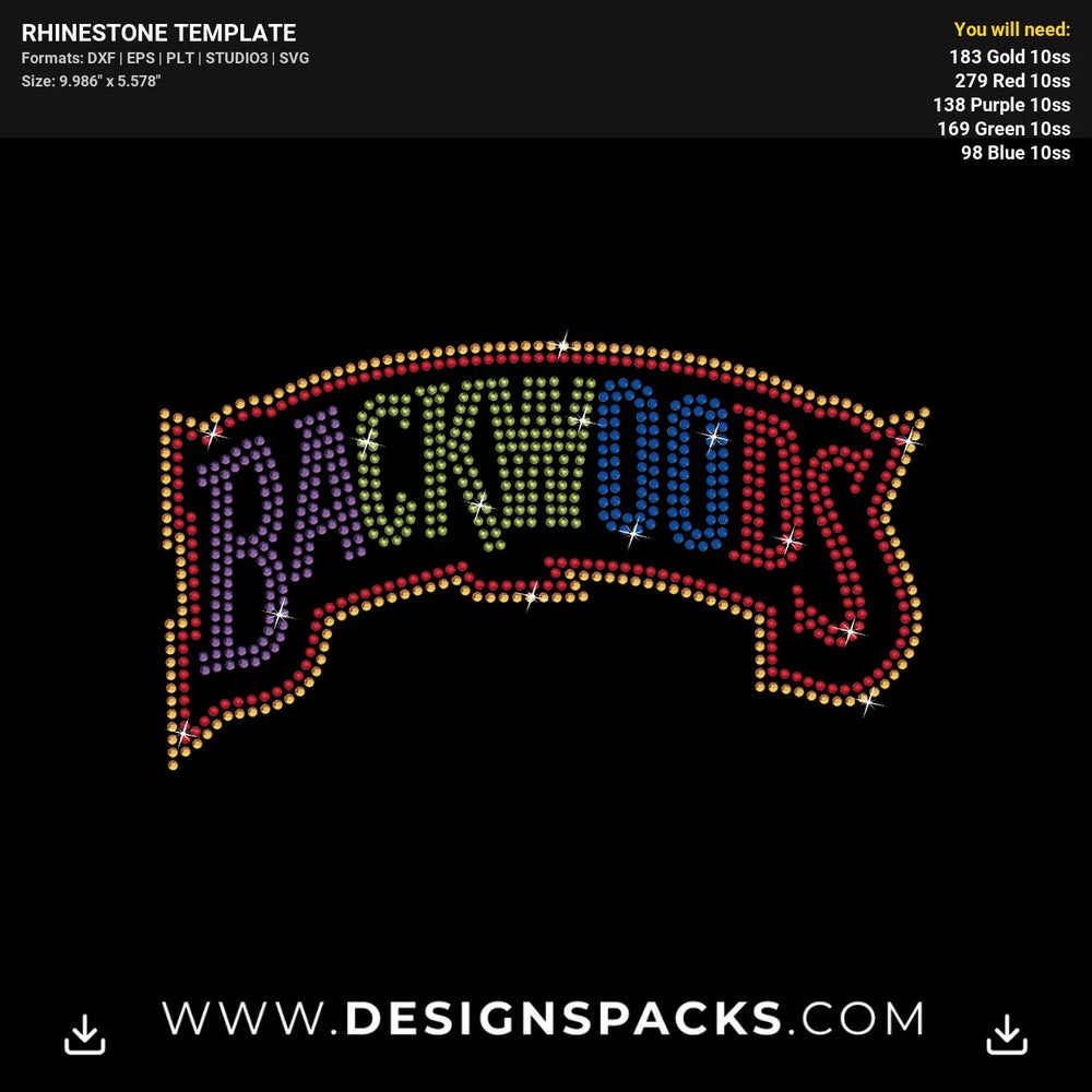 Backwoods Cigar Brand Logo Design Rhinestone Digital Template