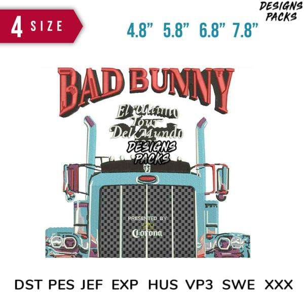 Bad Bunny El Último Tour Del Mundo truck design in 4 sizes, embroidery formats DST PES JEF EXP