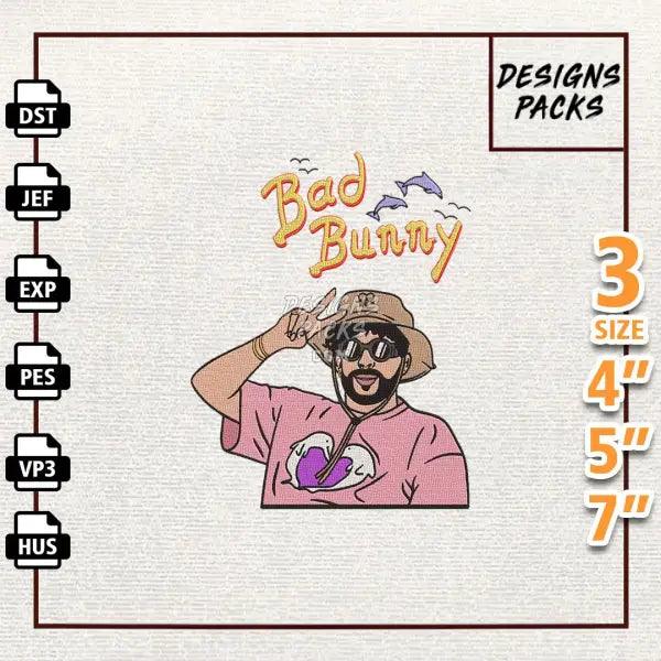Bad Bunny Embroidery Design