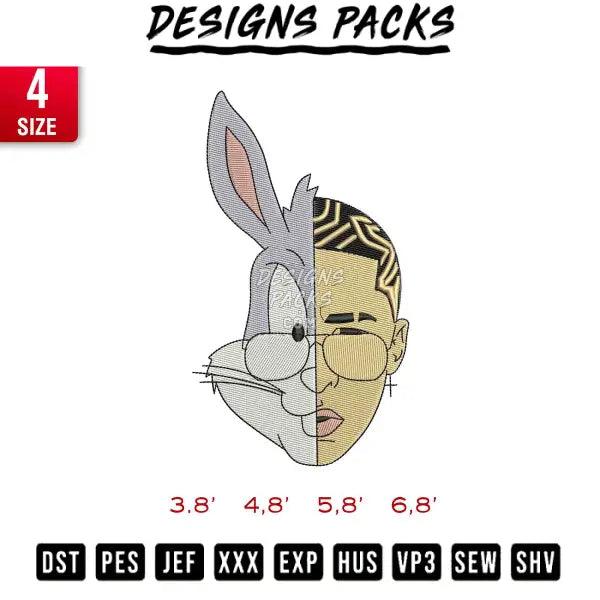 Bad Bunny full color Embroidery Design 