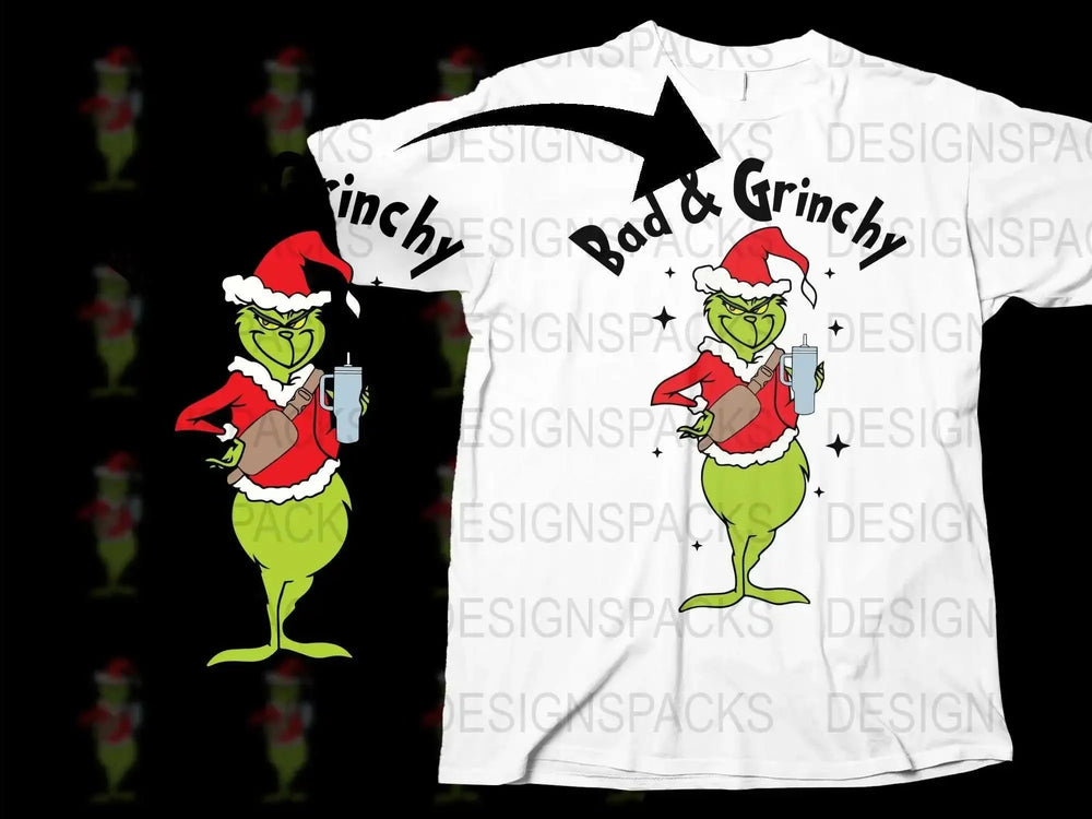 Grinch Christmas T-Shirt, Funny Holiday Tee, Bad Grinchy Santa Outfit, Festive Unisex Apparel