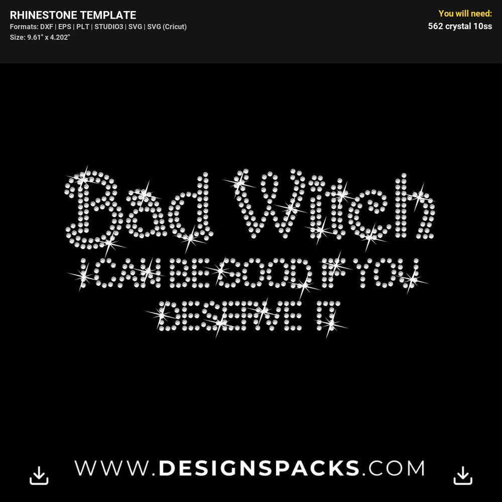 Bad Witch Halloween Party Shirt Graphic Rhinestone Digital Template