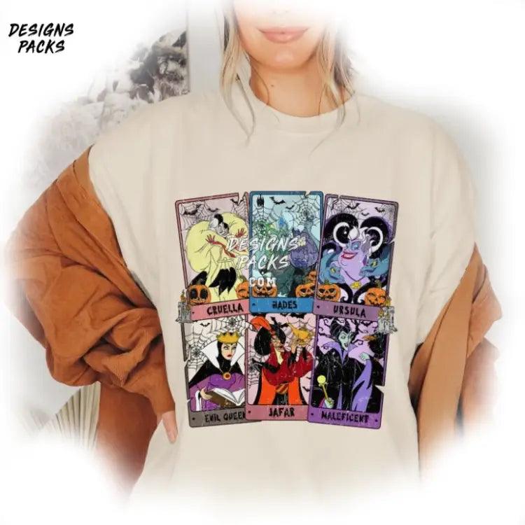 Bad Witches Club Girls Villains Cartoon Retro Tarot Cards Png Design