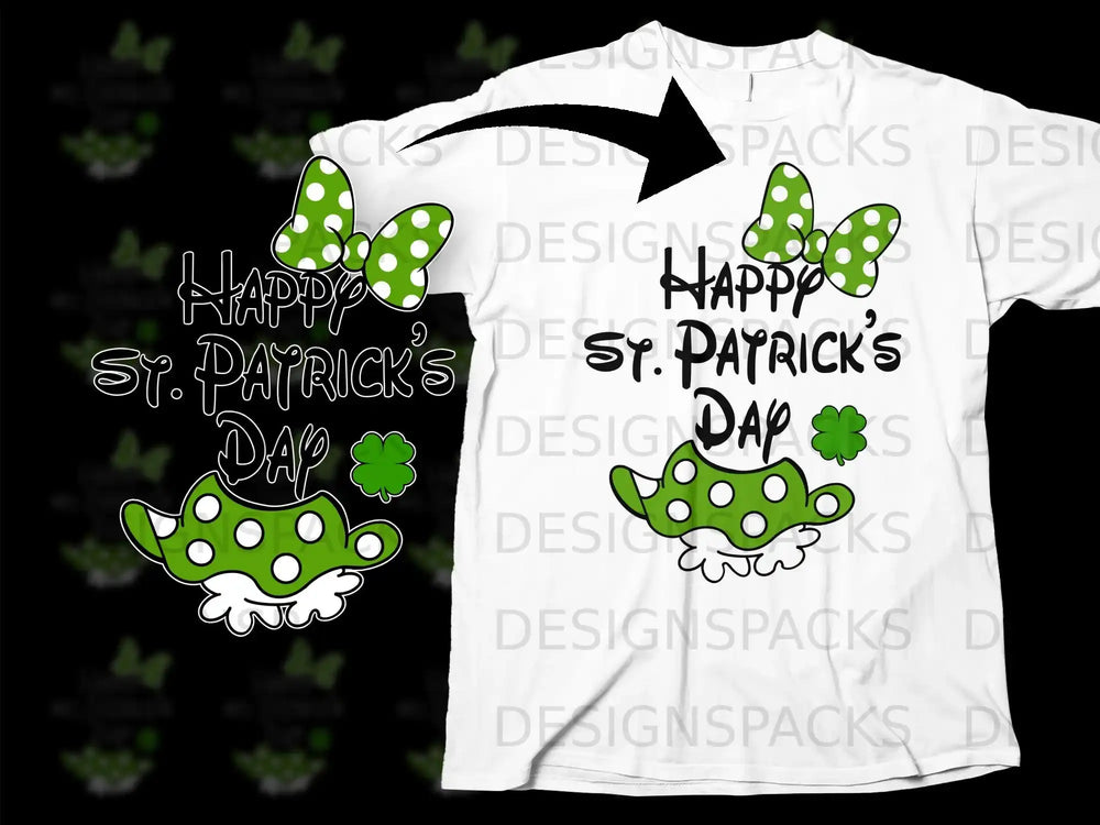 Happy St Patricks Day Green Polka Dot Minnie Bow Shamrock product type
