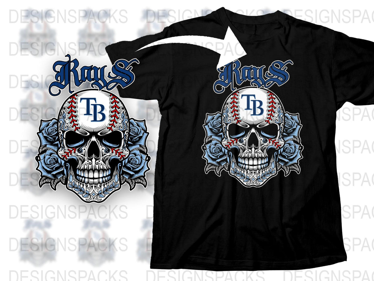 Tampa Bay Rays Skull T-Shirt, Sports Fan Baseball Tee, Graphic Design Apparel