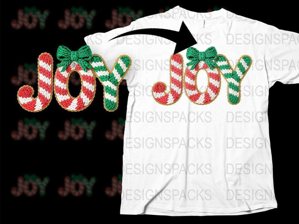 Festive Joy Candy Cane Christmas T-Shirt, Holiday Graphic Tee, Red Green White Unisex Apparel