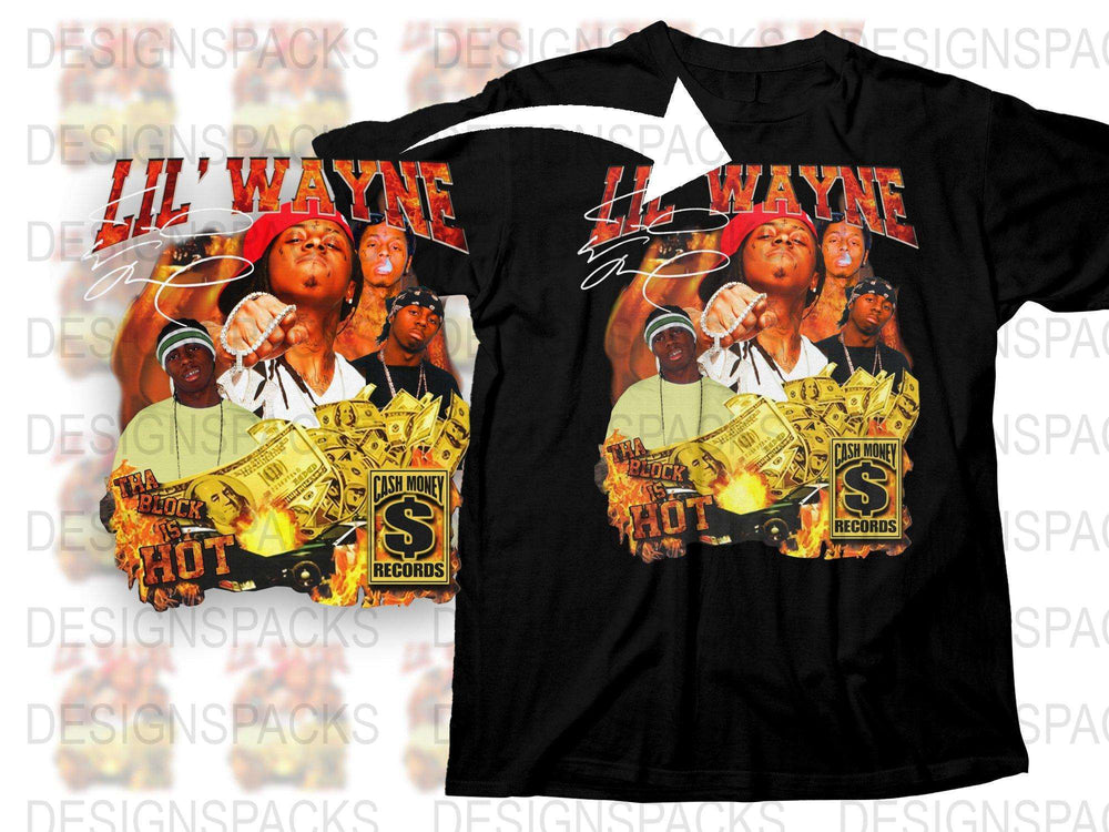 Lil Wayne Graphic T-Shirt, Vintage Hip Hop Tee, Cash Money Records, Urban Music Fashion, Unisex Black Shirt