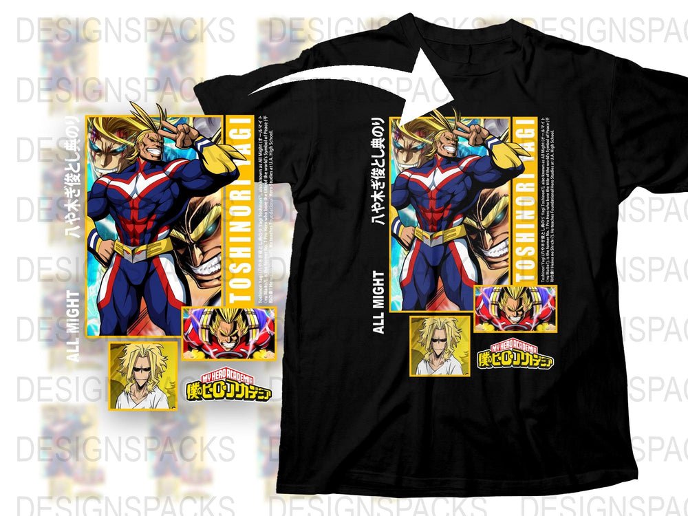 All Might T-Shirt, My Hero Academia Anime Graphic Tee, Unisex Manga Shirt, Colorful Hero Costume Design, Fan Gift Idea