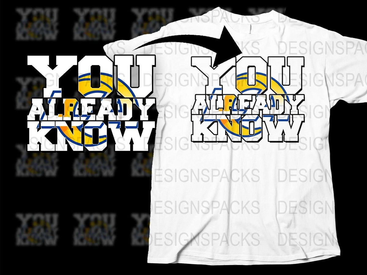 Graphic T-Shirt 'You Already Know' Design, Bold Yellow and Blue Text, Unisex Casual Tee