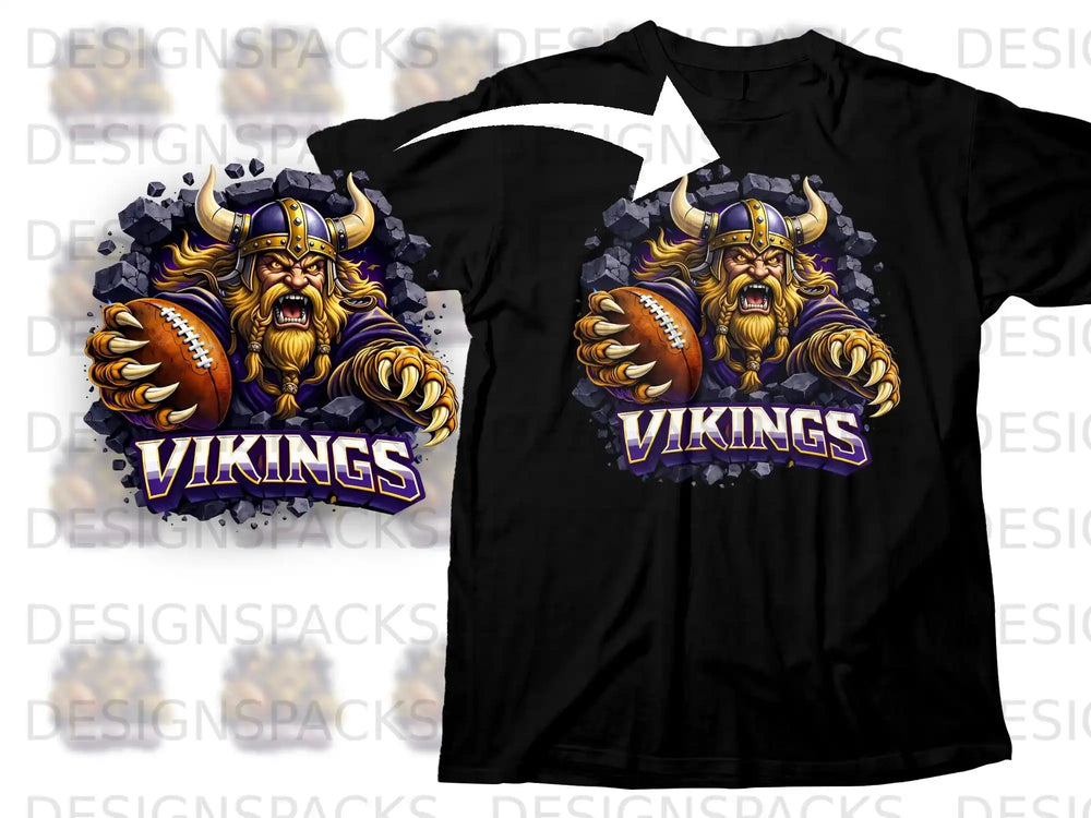 Fierce Viking Football Design Graphic T-Shirt