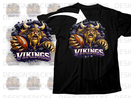 Fierce Viking Football Design Graphic T-Shirt