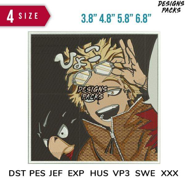 Anime character embroidery design in multiple sizes, print-ready formats for DTG and DTF