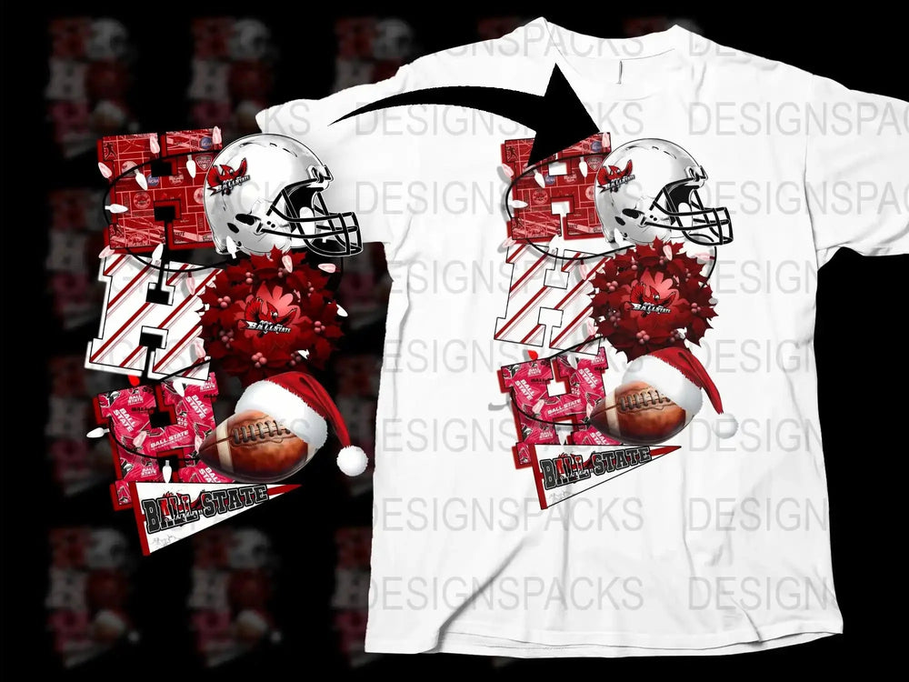Football Themed Graphic T-Shirt, White Sports Fan Tee, Red and White Helmet Design, Casual Wear