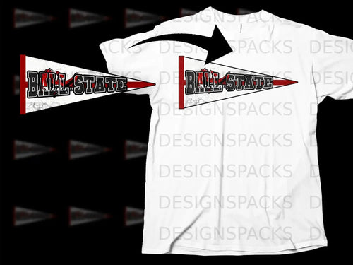 Ball State Pennant Design Graphic T-Shirt for Fans