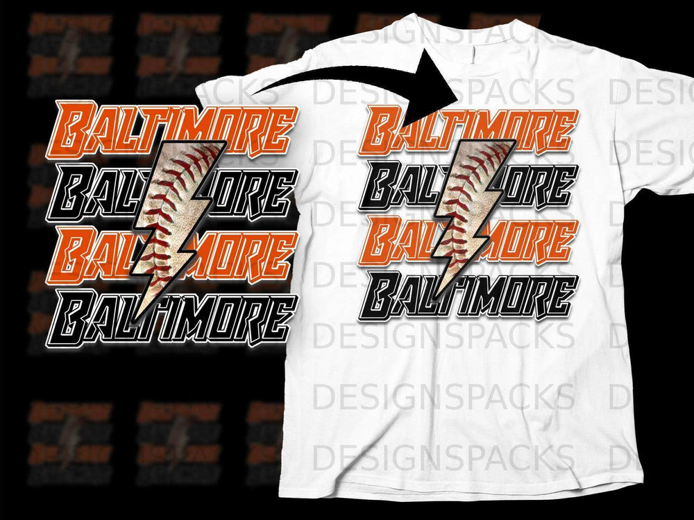 Baltimore Baseball Lightning Graphic T-Shirt