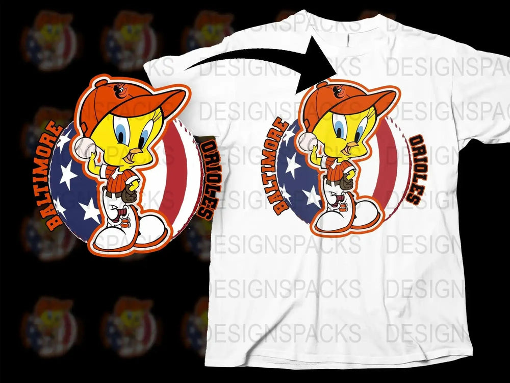 Baltimore Orioles Looney Tunes Baseball Png Digital Download