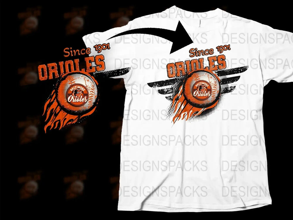 Baltimore Orioles Since 1901 Graphic Png Digital Download
