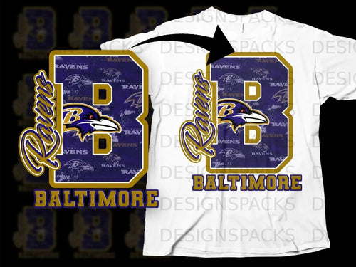 Ravens Baltimore B Design Graphic T-Shirt