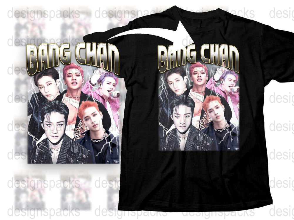 Bang Chan Fan T-Shirt, K-Pop Idol Collage Tee, Colorful Pop Music Shirt, Gift for Music Lovers