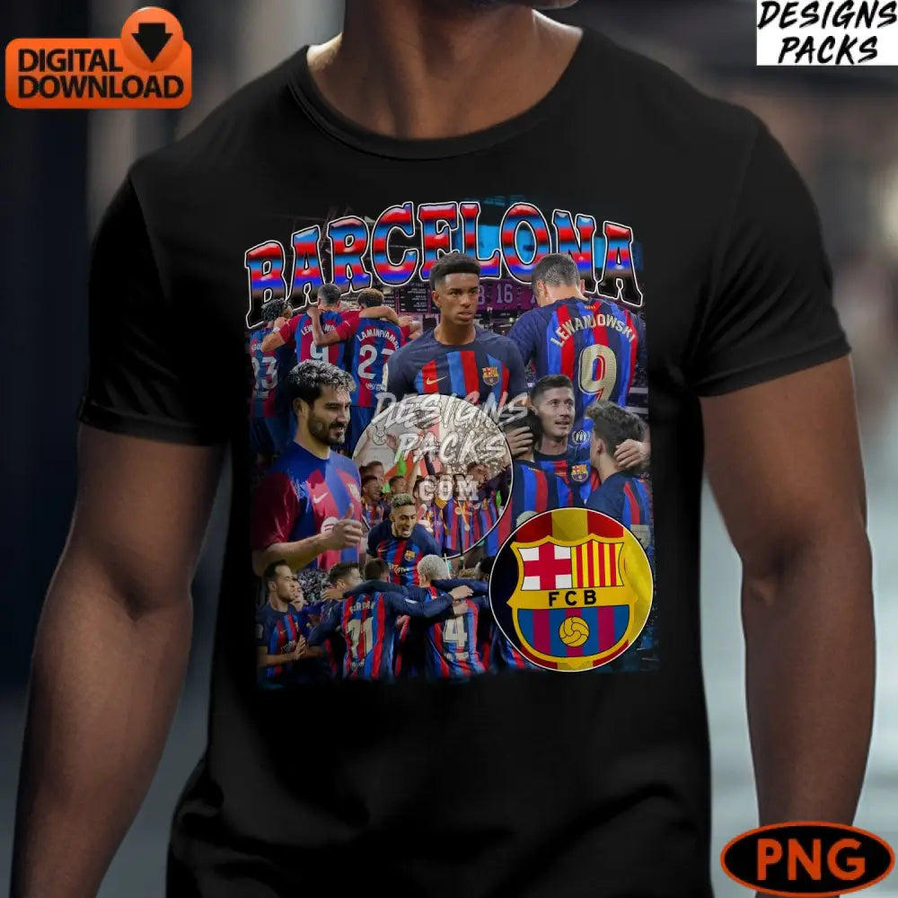Barcelona Football Club Digital Fcb Team Montage Soccer Fan Art Instant Download Png