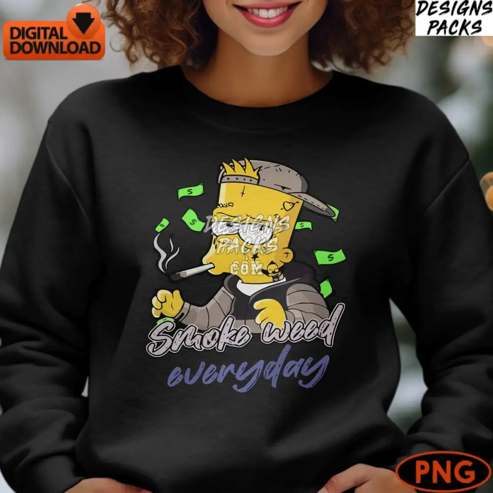 Bart-Inspired Cartoon Character Cool Hip-Hop Style Instant Download Digital Png File For T-Shirts