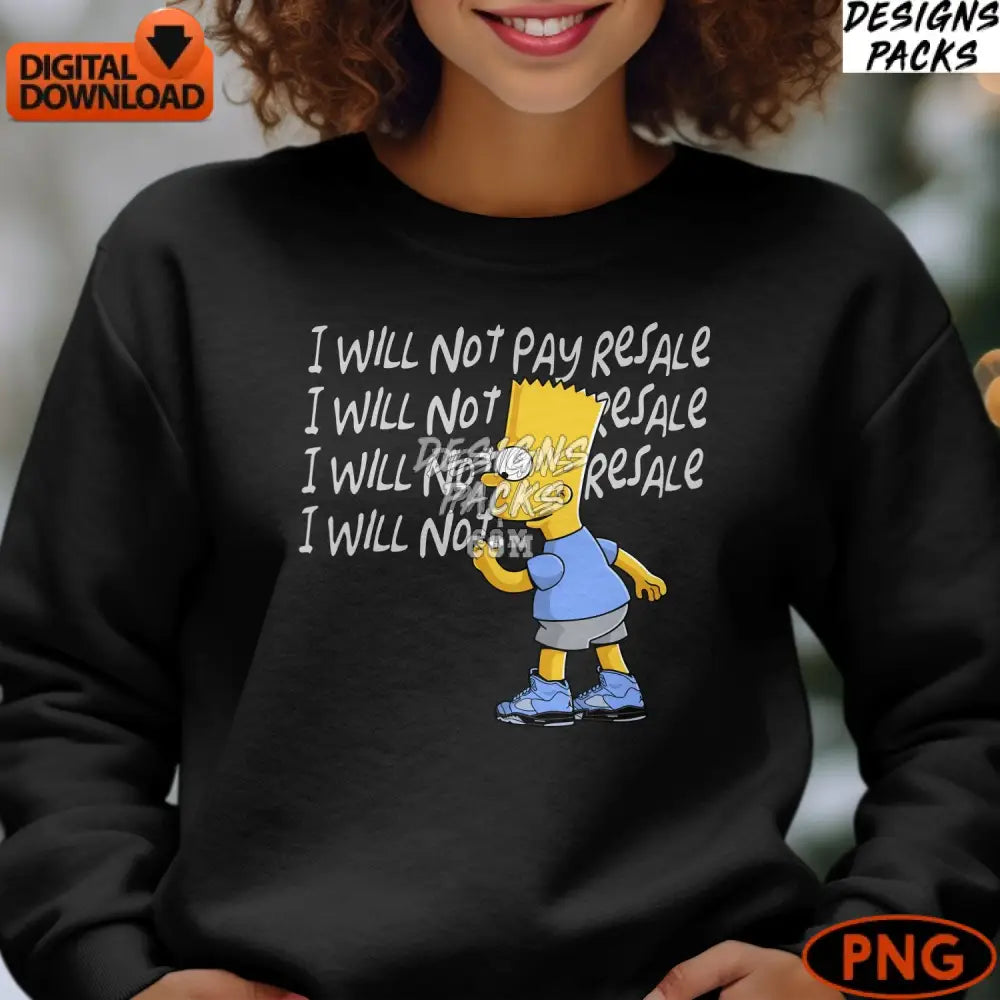 Bart Simpson Cartoon Digital Art Instant Download Png Colorful Tv Show Character